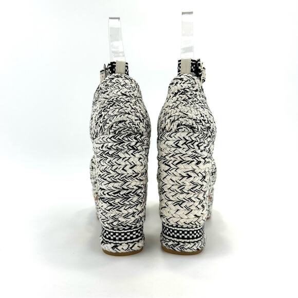 Antolina Paris Barbara Platform High Heel Sandal Sz 10 White Black Woven Cotton - Picture 13 of 16